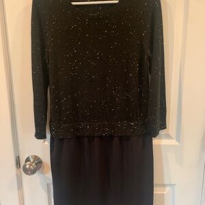 Ann Taylor Black and White Long Sleeve Dress
